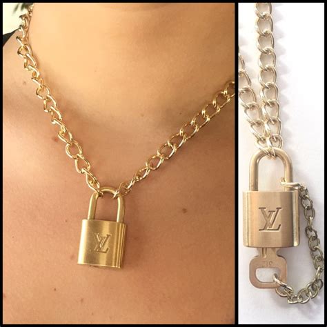 louis vuitton lock necklace etsy|louis vuitton monogram necklace.